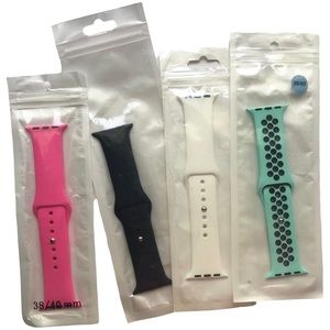 NEW 4 Band Bundle Silicone Sport Apple Watch 38 40 41mm S/M